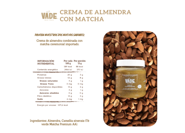 CREMA DE ALMENDRA CON MATCHA 250g